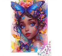 Butterfly Girl Fantasy Thick Cardboard Jigsaw Puzzle Bundle Family Puzzle Lovers Brain Training Stress Relief Puzzle Gift for Teen Puzzle Fans 12-18 52x38cm/1000pcs