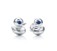 butterfly Girls Women's Earrings Sterling Silver 925 Blue Swarovski Elements Duck Satin Bags School Enrollment Gift