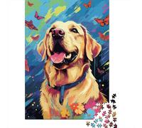 Butterfly Golden Retriever Puzzle Premium 100% Recycled Board Paper Rectangular Jigsaw Puzzle for Boy Or Girl 1000pcs (38x26cm)