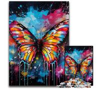 Butterfly Graffiti Painting 1000-Piece Jigsaw Puzzle Wooden Jigsaw Puzzles for Adults for Teenagers & Teens, Ideal Birthday 50x75CM/19.68x29.52inch