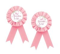 Butterfly Grandma to Be Badge Pin, Florals Grandpa to Be Button Pin, Pink Rosette A Little Butterfly is on The Way Baby Shower Award Ribbon for Grandparents, Pink Flower Gender Reveal Party Supplies