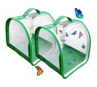 Butterfly Habitat 2Pcs 8in Clear Butterfly Cage Foldable Enclosure with Handle Zipper Closure Breathable Net Cage House Enclosure