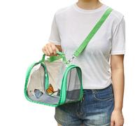Butterfly Habitat Cage Insect Observation Cage Butterfly House Mesh Bug Enclosure Bug Catcher Outdoor Butterflies Carrier with Handle Shoulder Strap (Green)