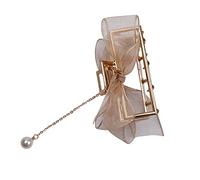 Butterfly Hair Claws Clips, Bow Ribbon Pearl Pendant Tassel Non-slip Strong Hold Jaw Clips, Elegant Large Metal Hair Accessories Hair Clip Women and Girls