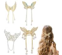 Butterfly Hair Clips, 4-Piece Set with Rainbow and Cat Eye Designs, Small Hair Claw Clips for Women and Girls, Hair Accessories for Daily Styling and Special Occasions