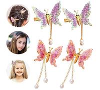 Butterfly Hair Clips Alligator Claw Clip Clamps Pins Barrettes Cute Sparkly Bows for Girls Women Thick Hair Makeup, 4 Pack