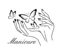 Butterfly Hands Beauty Nail Polish Manicure Wall Decals 51x63.1cm Do not Damage The Wall Surface Black