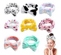 Butterfly Headband, 8 Pieces Makeup Headband, Soft Hair Band with Bow, Elastic for Face Care, Sports, Showers, Wellness, Bathroom, Hair Accessory