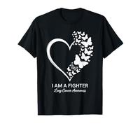 Butterfly Heart I Am A Fighter Lung Cancer Awareness T-Shirt