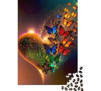 Butterfly Heart Jigsaw Puzzle 1000 Piece Recycled Paper for Adults Glowing LovePuzzle Impossible Hard Challenging Family Game Birthday Gifts 52x38cm/1000pcs