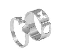 Butterfly Heart Matching Ring 2 Pcs Daily Wear Party Dinner Anniversary Valentine's Day Unique