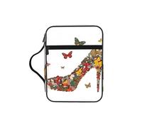 Butterfly High Heel Print Bible Cover Lightweight Tablet Sleeve Durable Makeup Bag Pencil Case for Church School Travel