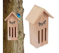 Butterfly House and Feeder,Wooden Natural Wooden Butterfly Hotel | 11.2x3.9x3.2 Inch Houses On Tree Wall Or Place On The Floor for Lacewings, Butterfly, Bee, for Outdoor