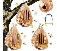 Butterfly House For Garden, Teardrop-Shaped Wooden Butterfly Habitat & Feeder, Hanging Butterfly Habitat & Feeder with Rope, for Garden Decor, Hotel (3PCS)