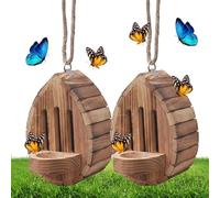 Butterfly House for Outside, Teardrop-Shaped Hanging Insect Habitat Feeder with Rope, Bee Hotel Butterfly Feeding Station for Outdoor Garden Decor，2pcs