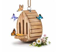 Butterfly House for Outside, Wooden Teardrop Shelter with Feeder Tray(1 PCS)