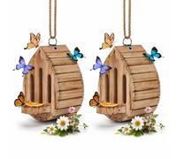 Butterfly House for Outside, Wooden Teardrop Shelter with Feeder Tray(2 PCS)
