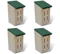 Butterfly House Set Solid Wood Natural Wood & Green Roof 14 x 15 x 22 cm 4pc