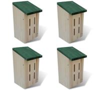 Butterfly House Set Solid Wood Natural Wood & Green Roof 14 x 15 x 22 cm 4pc