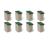 Butterfly Houses 8pc Solid Wood Natural with Green Roof 14x15x22 cm Garden Decor