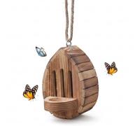 Butterfly Houses for Outside, Butterfly House for Outside, Teardrop-Shaped Wooden Habitat & Feeder with Rope for Garden Decor