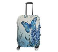 Butterfly Hyacinth Cluster Travel Luggage Cover Stretchable Airplane Suitcase Protector Sleeve Universal Washable Fit for 19-32 Inch Checked Baggage,Water Resistant Durable Luggage Protector X-Large