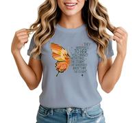 Butterfly I Am The Storm Womens Graphic T-Shirt Inspirational Empowerment Quote Tee Medium Mineral Blue