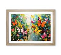 Butterfly Impressionism Framed Wall Art Print A2 Oak | Ready to Hang, Premium Gi Paper, Fade-Resistant Inks, Securely Packaged, UK Made