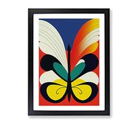 Butterfly In Abstract No.4 Framed Print for Living Room Bedroom Home Office Décor, Wall Art Picture Ready to Hang, Black A4 Frame (34 x 25 cm)