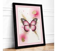 Butterfly in Bloom Botanical Framed Wall Art Print A3 (42×29.7cm) Black, Wall Decor for Living Room, Bedroom, Office & Home, Ready to Hang, Art Gift
