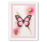 Butterfly in Bloom Botanical Framed Wall Art Print A3 (42×29.7cm) White, Wall Decor for Living Room, Bedroom, Office & Home, Ready to Hang, Art Gift