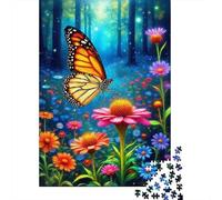 Butterfly in Magic Forest 1000 Piece Thick Cardboard Monarch Butterfly Art Puzzle for Families Sturdy Thick Cardboard Family 70x50cm/1000pcs