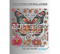 Butterfly in mosaic flower garden: a mindful stress relief grey scale journey