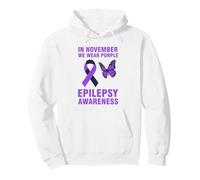 Butterfly In November We Wear Epilepsy Purple Awareness Pullover Hoodie