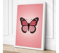 Butterfly in Pink Minimalist Canvas Wall Art Print 36x24 Inch