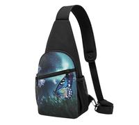 Butterfly in The Night Printed Sling Backpacks Casual Crossbody Shoulder Bag Chest Pack for Men Women