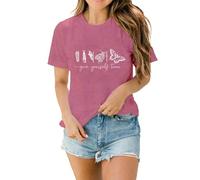 Butterfly Inspirational Shirts Give Yourself Time T-Shirt for Women Butterfly Life Graphic Tees Motivational Tee Tops Pink