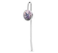 Butterfly Iris Bloom Bookmark Metal Book Marks for Reading with Round Hanging Charm Reading Bookmarks Gifts Pretty and Increase Reading Interest for Women Men