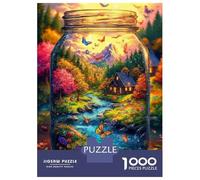 Butterfly Jar Landscape 1000 Pieces Jigsaw Puzzle Premium Jigsaw Puzzle Extra-Thick Cardboard Jigsaw Puzzle Collector Mind Relaxation Office Break Travel 52x38cm/1000pcs