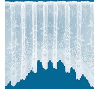 Butterfly Jardiniere Arched Floral Pattern Net Curtains In White - Sold in Set Sizes (508cm (200") Wide x 102cm (40") Drop)