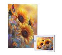 Butterfly Jigsaw Puzzles for Adults 500, Sunflower Puzzles for Adults Wooden, Funny/Difficult/Impossible/Challenging Decompression Games, As a Birthday for Women and Men M-1918