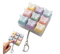 Butterfly Keyboard Fidget Toy,FidgetKeyboard for Stress Relief,Fidget Clicker Keyboard FidgetKeychain Decompression Toy for Adult to Relief Stress Pass The Time (9 key macaron)