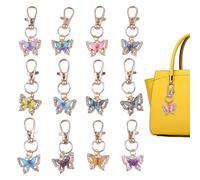 Butterfly Keyring for Handbag, Pack of 12 Colour Gradient Rainbow Resin Ornaments, Animal Key Ring for Bags, for Children, Teenagers, Family, Friends, Parties, Birthdays,