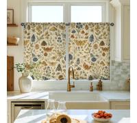 Butterfly Kitchen Curtains, Botanical Vintage Flower Beetle Spring Blue Kitchen Drapes for Window Window Decoration for Dining Room Breakfast Nook Sink Area 26x36 Inch