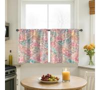 Butterfly Kitchen Curtains, Spring Fanciful Flower Blossom Spring Peach Light Filtering Kitchen Curtains for Small Rv Sink Area Narrow Window 24x26 Inch