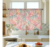 Butterfly Kitchen Curtains, Spring Fanciful Flower Blossom Spring Peach Sink Window Curtains Window Decoration for Sink Area Dining Room Bathroom 26x36 Inch