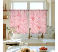 Butterfly Kitchen Curtains, Spring Romantic Floral Blossom Spring Peach Patterned Curtains for Laundry Room Sink Area Hallway Apartment Window Decor 28x39 Inch