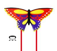 Butterfly Kite-140x75cm Butterfly Kite for Kids and Adults,kites for adults Beach and Summer Outdoor Toy with 100 meters Flying Line and Spool,Kite for Beach Trip & Park & Family Activities(Red)
