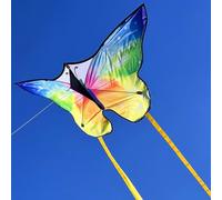 Butterfly Kites, Children's Kite, Single Line Flight Kite for Children from 3 and Adults, 140 x 75 cm, Single Line Kite with 100 m Kite Cord and 8 x 75 cm Long Colourful Tails