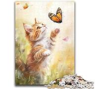 Butterfly Kitten JigsawPuzzle 1000 Pieces for Adults,Challenging To Complete But Fun And Humorous Unique Home Decor And Gifts (38x52cm)
